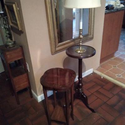 Quality small Mahony and cherry side tables