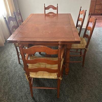 Mid Century Whitney Expanding Table & Ladderback Chairs 