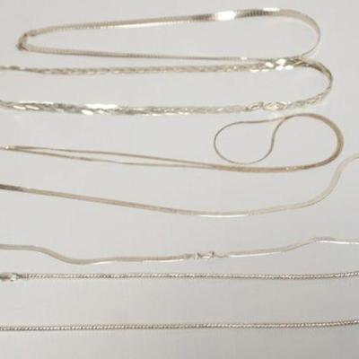 1118	5 STERLING SILVER NECKLACES, 2.67 TOZ
