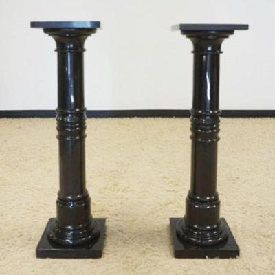 1179	PAIR OF MARBLE COLUMN PEDESTALS, EACH APPROXIMATELY 11 IN SQ X 40 IN H, SOME LOSS TO EDGES
