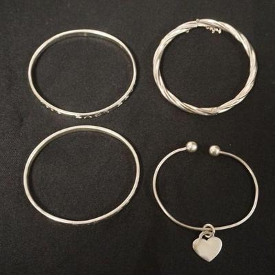 1108	4 STERLING SILVER BRACELETS, 2.01 TOZ
