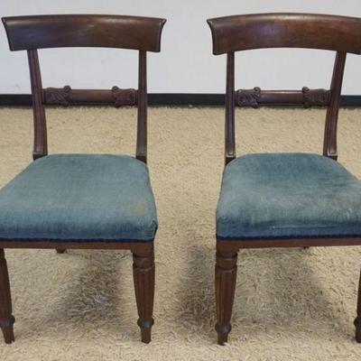 1165	PAIR OF ANTIQUE FEDERAL ROSEWOOD SIDE CHAIRS WITH CARVED CENTER SPLAT AND REEDED FRONT LEGS, EACH APPROXIMATELY 19 IN X 17 IN X 35...