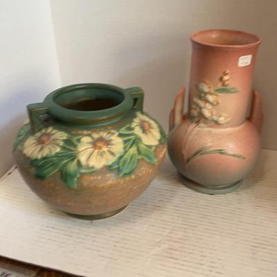 Roseville Floral Pink Vase, Roseville Dahlrose Jardinere Planter