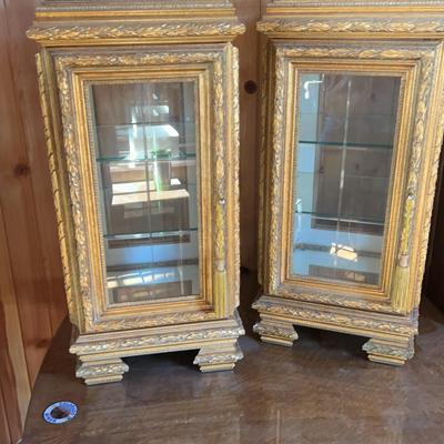Italian Gold Gilt Wood Curio Cabinet (2)