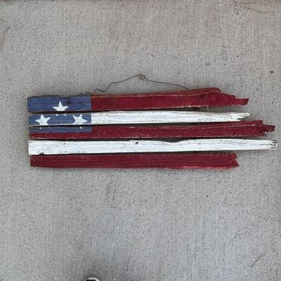 Lot #149 - Rustic Wooden American Flag Wall Art - Reclaimed Wood Decor