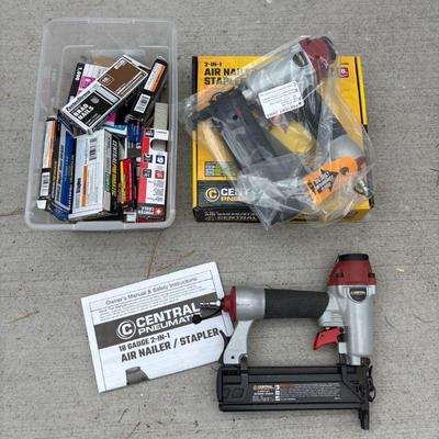 Lot #192 - Central Pneumatic 2-in-1 Air Nailer/Stapler Lot with Staples