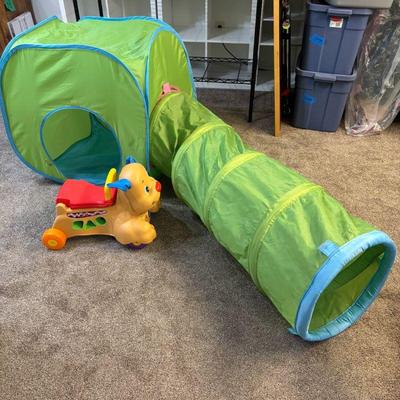 Lot #134 - Ikea Play Tent and Tunnel Set with Fisher-Price Learning Walker