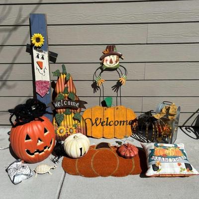 Lot #152 - Halloween/ Fall Decor Lot - Pumpkins, Welcome Signs, and Seasonal Decorations.