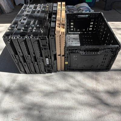 Lot #166 -10 Assorted Folding Plastic Storage Crates Lot
