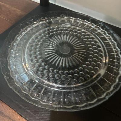 Glass serving platters. 