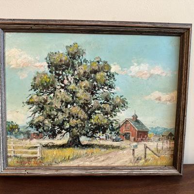 California landscape farm scene original painting by famed San Francisco artist, Albert Tolf. Measures 12 1/2“ x 16“. $250