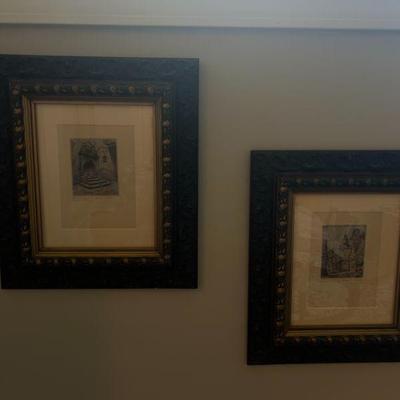 Pair of originals. European street scenes. Signed 