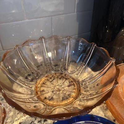 Pink D glass serving bowl. 