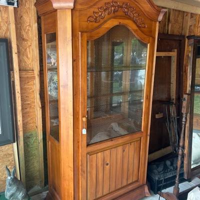 Solid line chicken wire glass shelf hutch!
