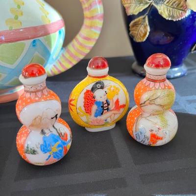 Japanese Tobacco (or opium) painted glass snuffers