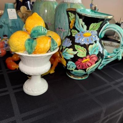 Italian Lemon Topiary & 1950 Cerart Monaco pitcher