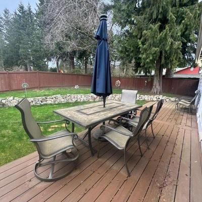 Patio furniture set with umbrella