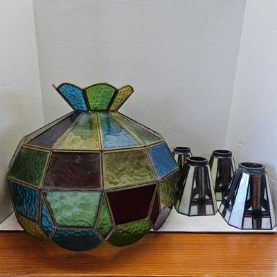 Retro Colored Hanging Light Shade & 4 Tiffany Style Shades