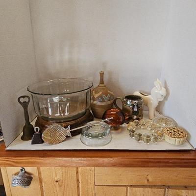 Vintage Bells, Pottery, Flower Frogs, Ash Trays & Decor Pieces