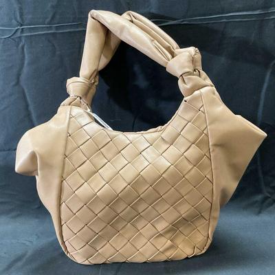 Tan Woven Faux Leather Handbag NWT
