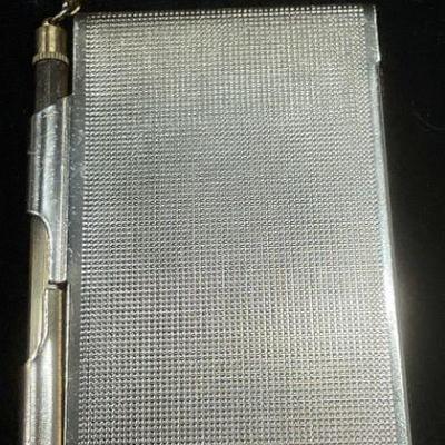 Vintage Gold Tone Notepad Case & Pencil
