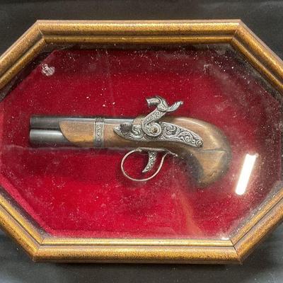 Vintage Derringer Style Pistol Shadowbox Display

