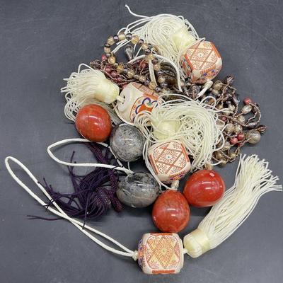 Group Lot Ceramic & Fabric Tassels + Beads
