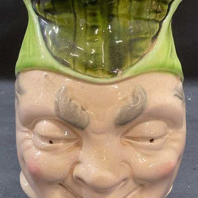 Antq Sarreguemines Majolica Ceramic Puck Pitcher

