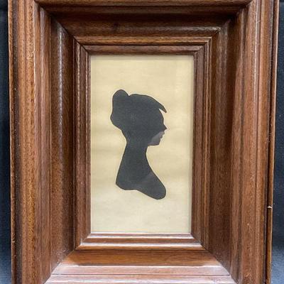 Framed Folk Art Cut Out Silhouette, Woman
