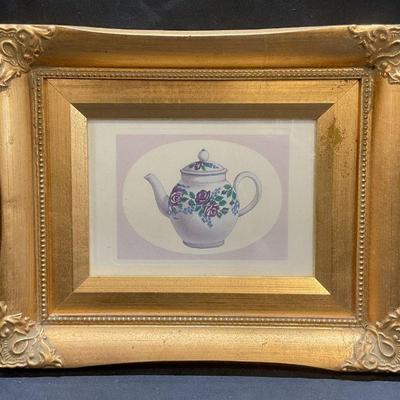 Framed Teapot Lithograph Print

