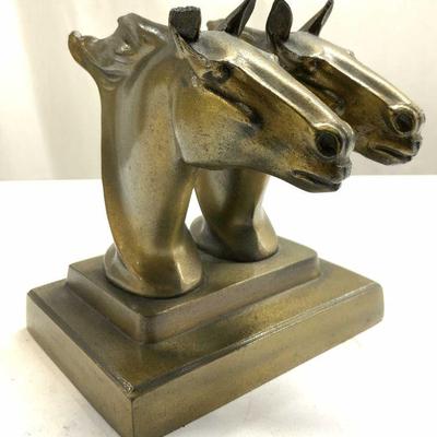 FRANKART Dbl Horse Head Cast Metal Bookend
