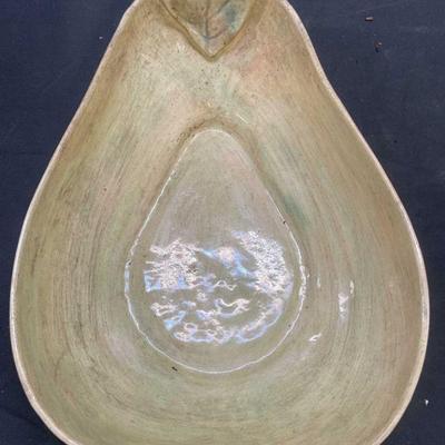Vtg Wolper Art Studio Green Ceramic Pear Bowl
