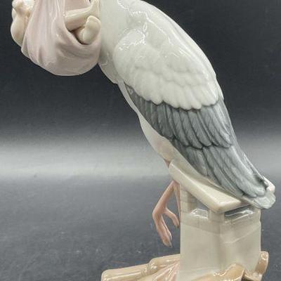 1996 LLADRO Stork W/ Baby Porcelain Figural, Spain
