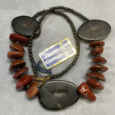 Vtg Hattie Carnegie Black & Red Beaded Necklace
