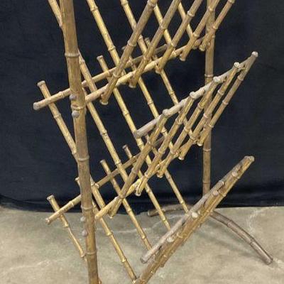 Vintage Gilt Iron Bamboo Motif Organizer Rack
