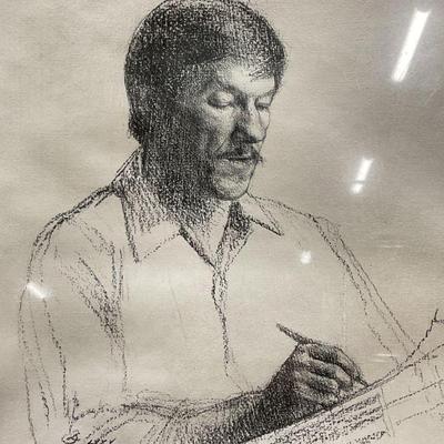 Signed John Foote Portrait of Croghan Drawing
