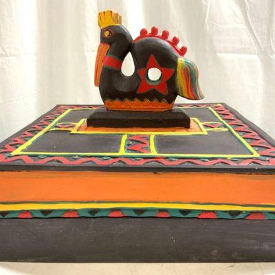 PIER 1 Hand Painted Wooden Keepsake Box W Lid
