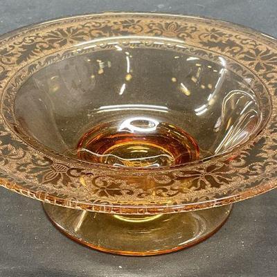 Vintage Amber Glass Footed Bowl

