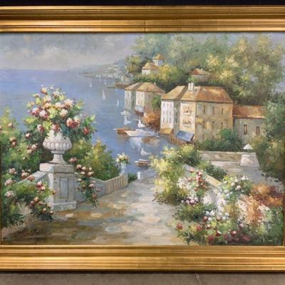Framed Botanical Italian Veranda Oil Painting
