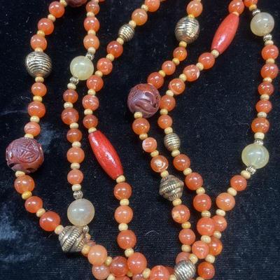 Vintage Avon Faux Carnelian Beaded Necklace
