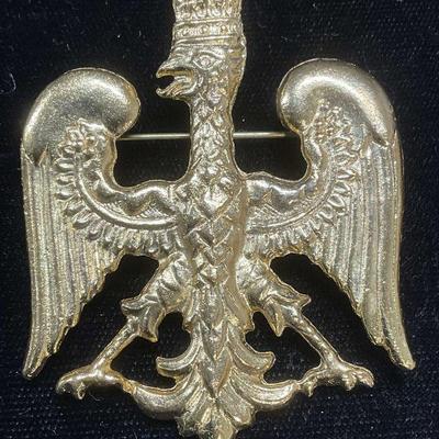 Vtg Blumenthal Gold Tn Crown Eagle Brooch
