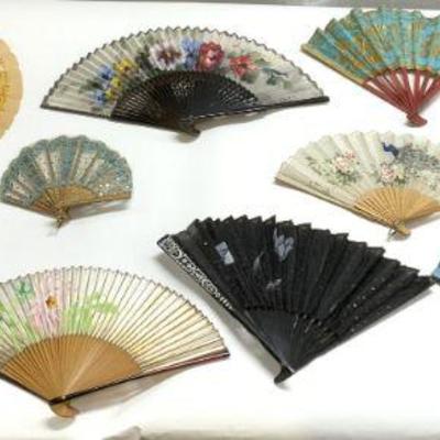 Lot 10 Assorted Asian Handheld Folding Fans
