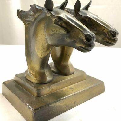 FRANKART Art Deco Horse Head Cast Metal Bookend
