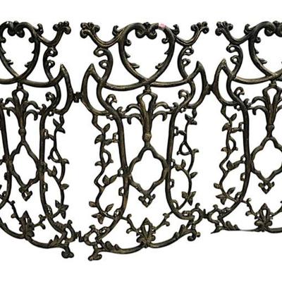 ORNATE 3 PANEL FRENCH WROUGHT IRON FIREPLACE SCREEN