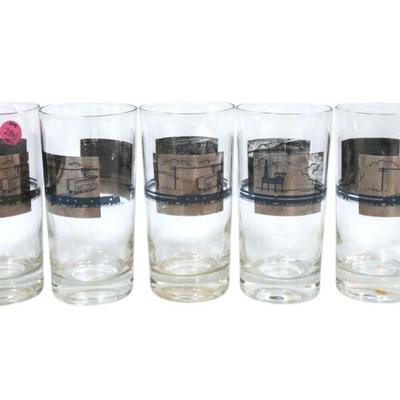 SET OF 6 MID CENTURY HIGHBALL GLASSES