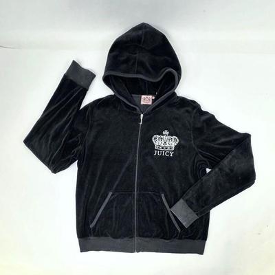 Womens Juicy Couture Black Velvet Hoodie - Size 2X
