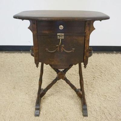 1202	WALNUT SMOKING STAND WITH UNUSUAL TURNED LEGS, APPROXIMATELY 23 IN X 14 IN X 29 IN H

