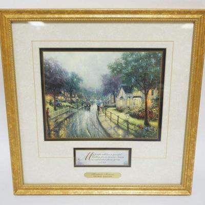 1218	THOMAS KINKADE FRAMED LITHO *HOME TOWN MEMORIES*, APPROXIMATELY 15 IN X 15 IN OVERALL
