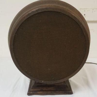 1252	ANTIQUE RADIO SPEAKER, NEW COMBE HAWLEY DRUM SPEAKER, APPROXIMATELY 16 IN X 11 IN X 18 IN H
