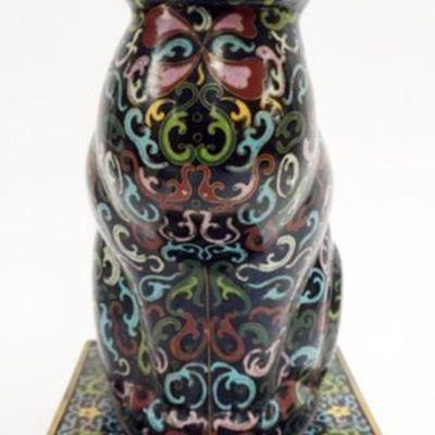 1119	LARGE CLOISONNE CAT, APPROXIMATELY 10 IN X 8 1/2 IN X 19 IN H
